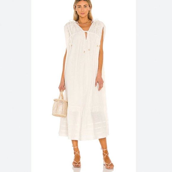 Free People Dresses & Skirts - FREE People  in the mood for this Midi dress Cream 100% Cotton size Medium NWT